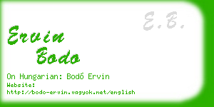 ervin bodo business card